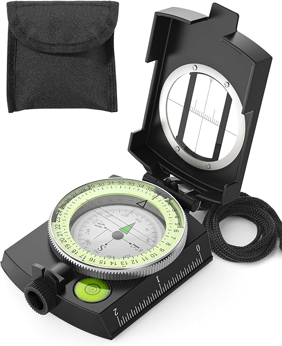 Sportneer Compass: Accurate Durable Lightweight Orienteering Compass with Strap and Carrying Case, Glow in The Dark Waterproof Hiking Essentials for Camping Backpacking, Best Survival Gifts for Kids