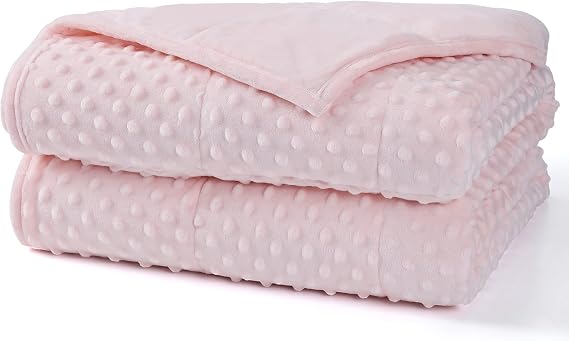 Alomidds Weighted Blanket, Luxury Velvet Weighted Blankets,Warm and Breathable Soft and Comfort Minky, Cute Heavy Blanket with Premium Glass Beads (36"x48" 5LBS, Pink)