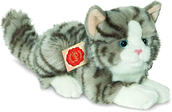 Hermann Teddy Collection 906919 20 cm Grey Cat lying Plush Toy