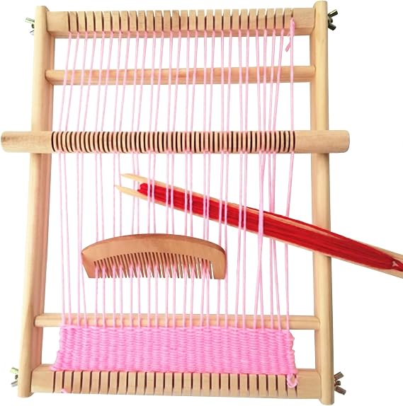 SOONHUA Weaving Loom Kit for Adults Beginners, Wooden Weaving Frame Machine 40x30cm, DIY Tapestry Knitting Loom Set with Yarn Tools for Kids Children Crafts