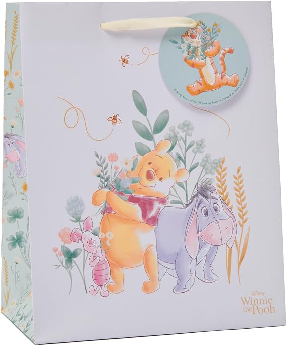 UK Greetings | Disney Winnie The Pooh Medium Gift Bag | Party Bags for Presents | Birthdays/Weddings/Christmas | Pooh & Eeyore Design | 22.8 x 19 cm