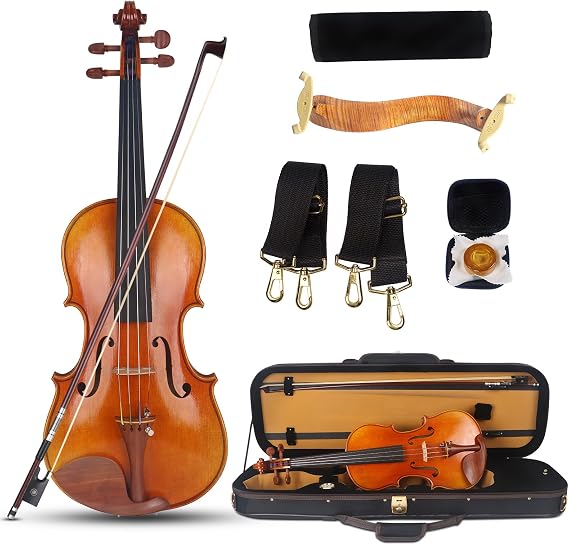 AKLOT Violin 4/4 Full Size Kit for Adult, Professional Acoustic Violin Spruce Top, Maple Back, Rose Wood Chinrest, Fiddle with Bow, Rosin, Case, Dust Cloth for Superior Sound Durability