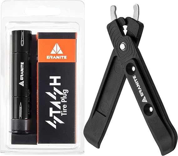 Granite Talon Bike Tire Levers (Black) with Stash Tubeless Flat Tire Repair Kit (Black)