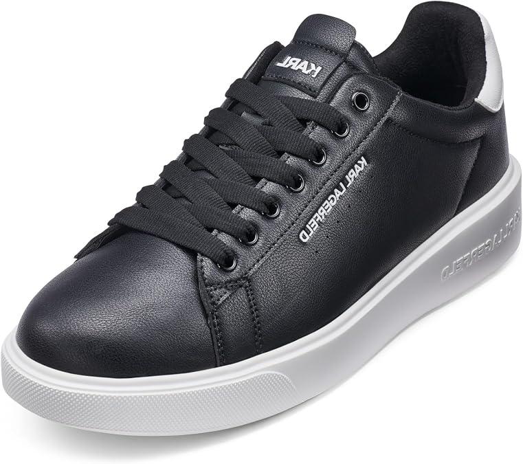 Karl Lagerfeld Men's Everyday Essential Leather Sneaker Shoes