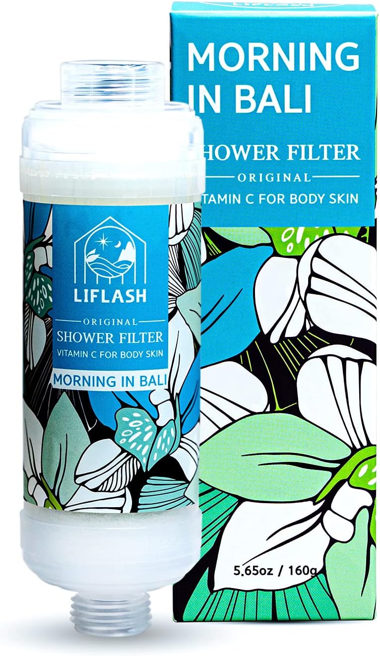 LIFLASH Vitamin C Shower Filter for Hard Water, Aromatherapy Softener Purifier, Help with Softer Skin and Hair Enhancement, for Universal Output Showerhead, Easy Installation MORNING IN BALI