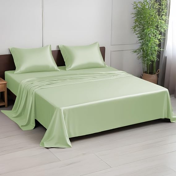 Linenwalas Premium 100% Viscose Derived from Bamboo California King Sheet Set - Ultra Soft, Breathable & Cooling, Ideal for Hot Sleepers, 16" Deep Pocket, Hotel Luxury Bedding (Sage Green)