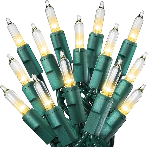 PREXTEX 300 Count Clear Christmas Tree Lights with Green Wire - 60 ft Warm White Christmas Lights for Indoor or Outdoor Use - Holiday Incandescent String Lights for Xmas Trees, Patios, and Fences