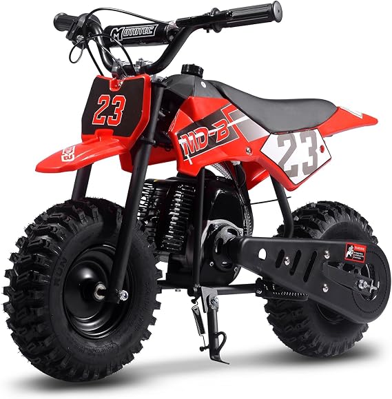 Rocket002PRO Mini Dirt Bike, 49CC 2-Stroke Kids Dirt Bike, EPA Approved Gas Powered with Upgraded Off-Road Tires, Up to 25 Mph, Weight Support Up to 120 LBS (Red)