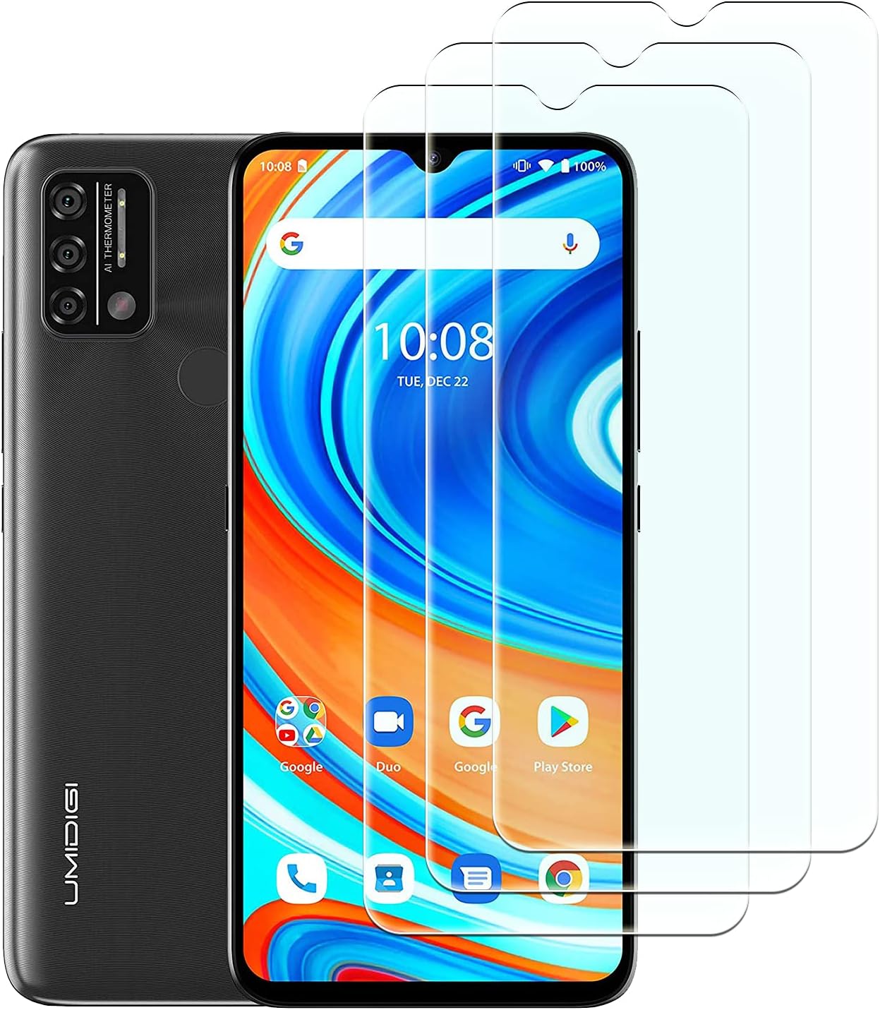 Screen Protector for UMIDIGI A9 [3 Pack] Easy to Install, Anti-Scratch, Anti-Fingerprint, No-Bubble, HD Tempered Glass Screen Protector Compatible with UMIDIGI A9