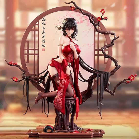 Anime Girl Figure 1/6 Scale 11.81in Chinese Style Girl Figure with Screen and Base, Cute Figures Model Collection Model, Anime Fans Desktop Decoration Gift for Adult