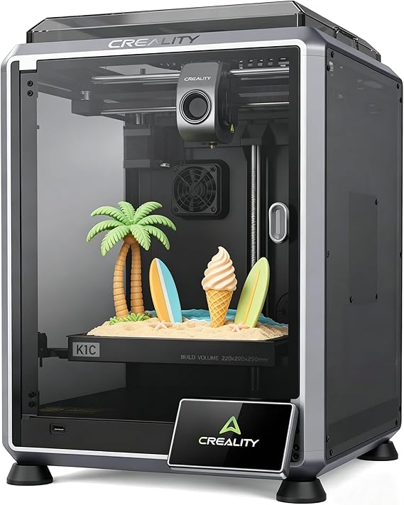 Creality K1C 3D Printer, 600mm/s Fast Speed Auto Leveling 3D Printers | AI Camera, Support 300C Printing, Switchable Silent Mode Reliable Carbon Fiber 3D Printing 220 * 220 * 250mm