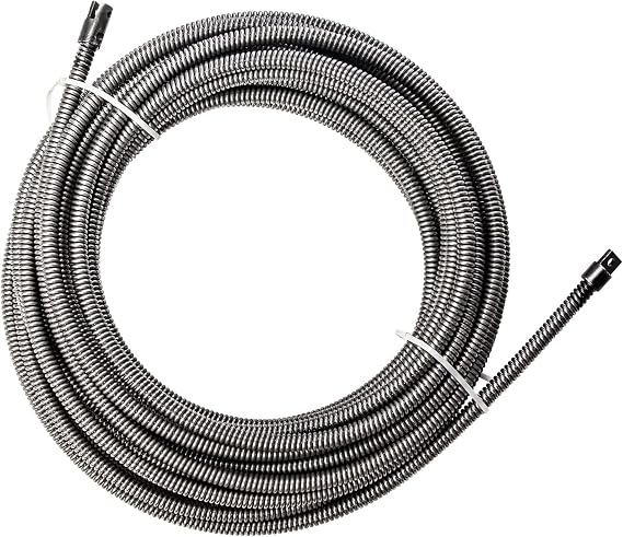 POPULO 100FT Drain Cleaner Replacement Cable 3/8 Inch Solid Core Cable for 1.5" to 3" Pipes Compatible with POPULO 100FT Drain Cleaning Machine