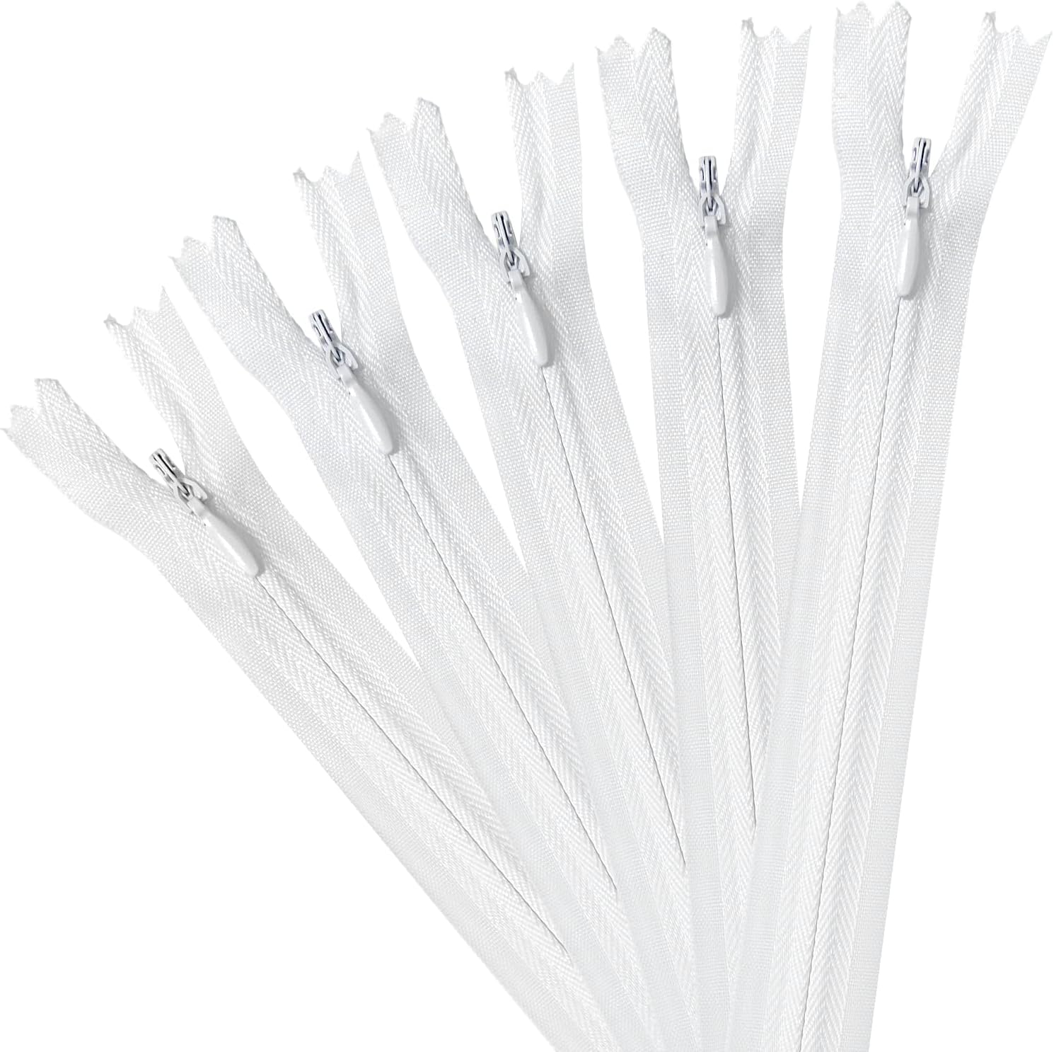 5 Pieces Invisible Zippers 40 cm Nylon Zippers for Sewing Concealed Zipper for Sewing Accessories Cushions Skirts Trousers Garment Bags (White)