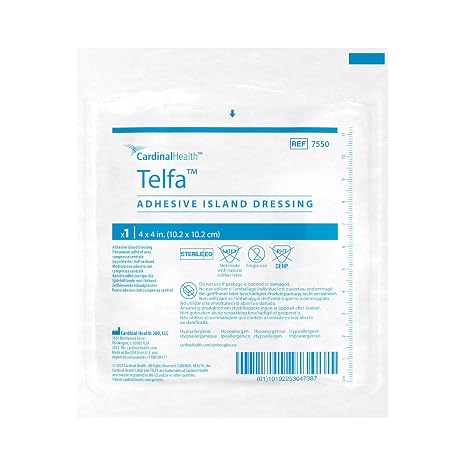 TelfaTM Adhesive Island Dressing, 4 x 4IN, Case of 200