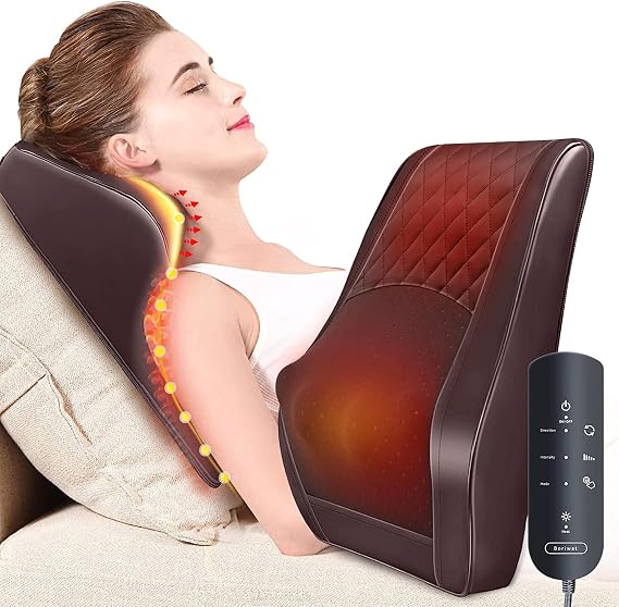 Boriwat Neck Massager with Heat, Back Massager & Deep Tissue Massager, 3D Kneading Massage Pillow for Neck, Back, Shoulder, Leg, Gifts Men Women Mom Dad, Stress Relax at Home Office and Car (Brown)