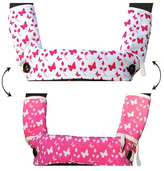 Drool and Teething Pad Reversible Organic Cotton 3-Piece Set for Ergobaby Four Position 360 Baby Carrier (Pink and White Butterflies)
