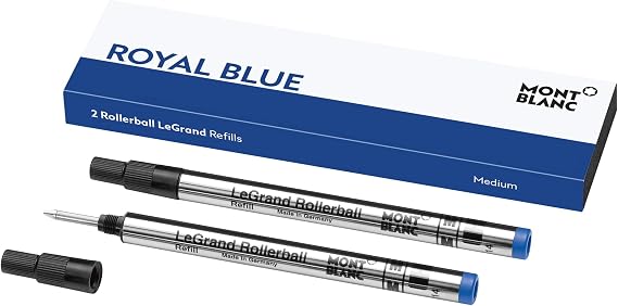 Montblanc Rollerball LeGrand Refills (M) Royal Blue 124503 Pen Refills for Meisterstuck LeGrand Rollerball Pens with a Medium Tip 2 x Blue Pen Cartridges