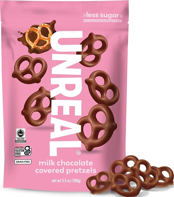 UNREAL Milk Chocolate Covered Pretzels, 3.5 OZ