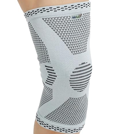 Neotech Care Bamboo Fiber Knee Support - Lightweight, Elastic, Comfortable & Breathable Fabric - Sleeve Brace for Men, Women, Youth - Right or Left (Grey Colour, Size L, 1 Unit)