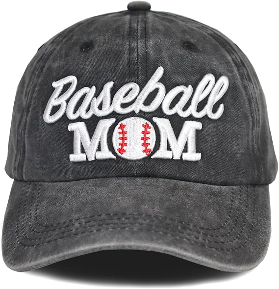 Distressed Baseball Mom Dad Hat for Women, Adjustable Washed Embroidered Baseball Cap for Mama