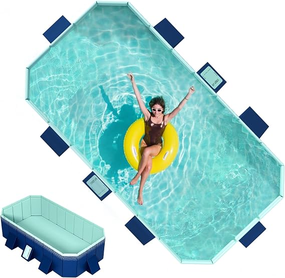 Foldable Swimming Pool | Non-Inflatable Swimming Pool for Kids, Adults and Pets | 116" 65" 21" Kiddie Pools Family Pool Inflatable Pools for Backyard, Indoor Outdoor Water Party 1 Set