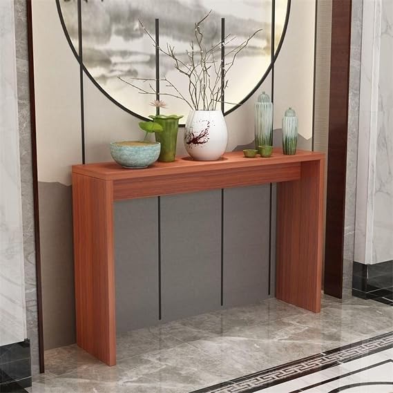 Console Table for Entryway, Wooden Rectangular Sofa Table Modern Minimalist Narrow Entryway Table for Hallway, Living Room(31 Inch, Teak)