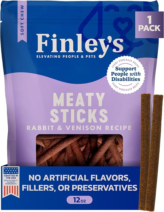 Finley's Rabbit Venison Meaty Sticks Dog Treats, 12oz, 1 Pack