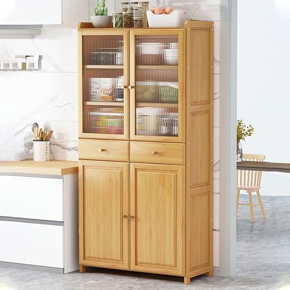 Kitchen Rack, Large Range Compatible, Itype Kitchen Storage, Side Board Holder, Cabinet with Drawer, Space Saving Kitchen Storage, Slim, Compact, Living Alone Yellow
