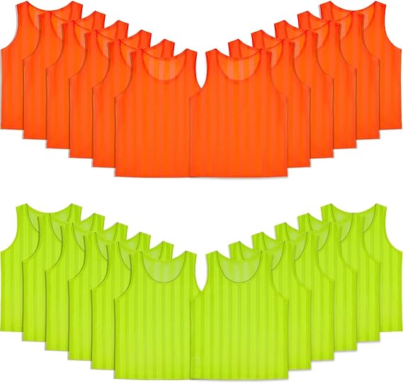 24 Pack Football Bibs for Adult Youth, Sports Training Mesh Bibs