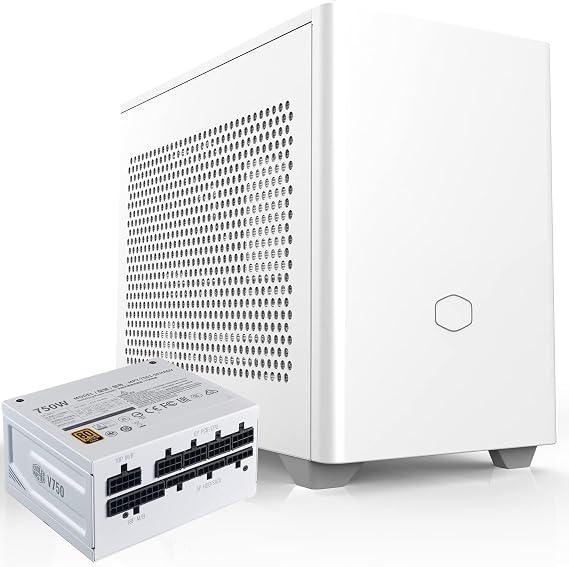 Cooler Master NR200 Mini-ITX Case and V750 SFX Gold Full Modular PSU White Bundle with 80+ Gold, Vented Panel, Triple-Slot GPU, 120mm Fan, SFX Form Factor