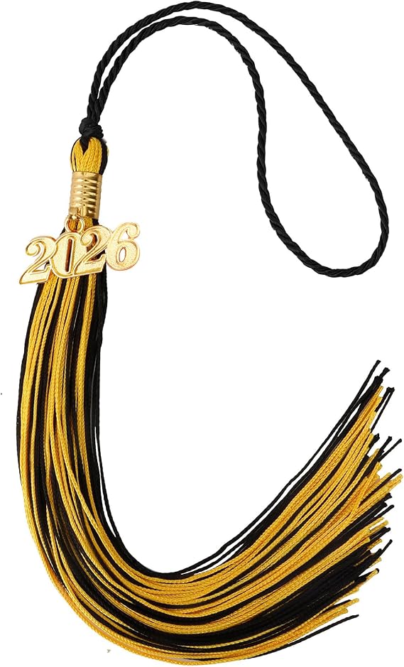 2026 Tassel Graduation, Tassels for Graduation Cap 2026, Black Gold Tassel Cap Decorations with Gold Charms Memorial Cords Graduate Hat Ceremonies Accessories for Class of School Grad Souvenir Gifts