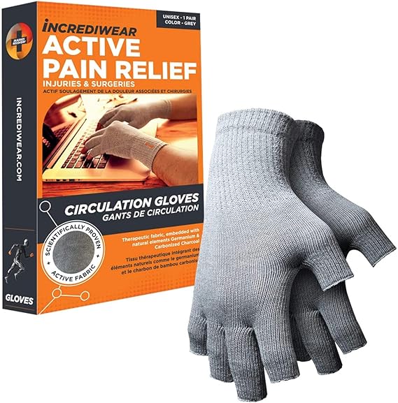 Incrediwear Fingerless Circulation Gloves Arthritis Gloves