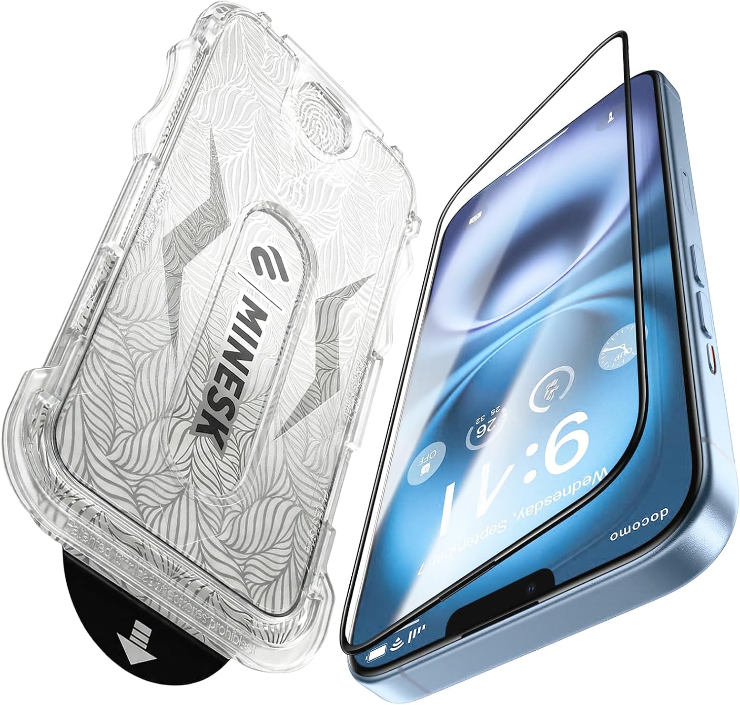 Minesk iPhone 13 Pro Max-14 Plus ile Uyumlu Hizalama Aparatlı ve Takılırken Camın Altında Kesinlikle Toz Bırakmayan Darbelere Karşı Ekstra Güçlü HD Ekran Koruyucu Kolay Kurulum, 13 PRO MAX - 14 PLUS