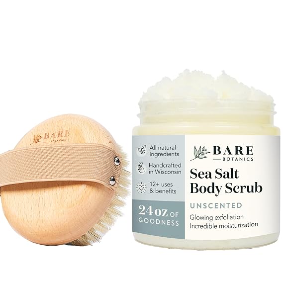 Bare Botanics Palm Dry Brush + Unscented Body Salt Scrub