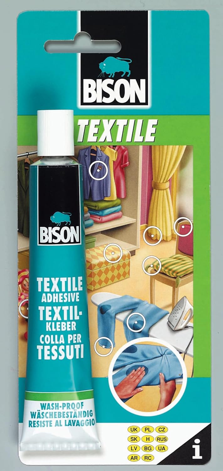 Bison Textile Tear and Hole Repair Adhesive for All Kinds of Fabrics, 25 ml