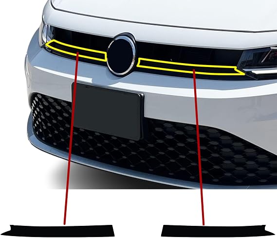 BOGAR TECH DESIGNS for Volkswagen Jetta 2025-2026 Front Chrome Delete Precut Vinyl Overlay Kit, Gloss Black Blackout Trim