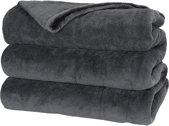 Sunbeam Heated Blanket | Microplush, 10 Heat Settings, Slate, King - BSM9KKS-R825-16A00