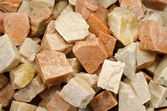 Fantasia Materials: 3 lbs Tan/Orange Moonstone Rough Stones from India
