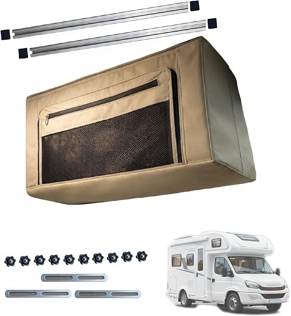 24in RV Overhead Soft Storage Cabinet, Lightweight & Durable, Collapsible Organizer Includes Fixed Guide Rails for Mercedes-Benz Sprinter, Ford Transit & RAM ProMaster