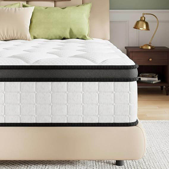 ABENE Double Size Mattress 10.6 Inch, Memory Foam Pocket Spring Double Bed Mattress 4FT6, Medium Firm Hybrid 7 Zone Orthopedic, OEKO-TEX Certified Soft Fabric (135x190x27cm)