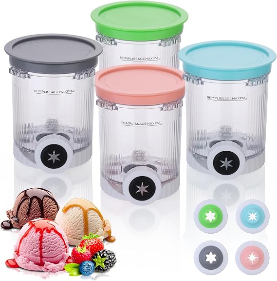 4 Pack Ice Cream Containers with Lids for Ninja Creami Swirl (BPA-Free)