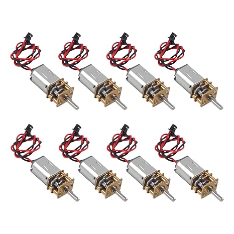 8PCS N20 Gear Motor 3V-6V (60 RPM) Slow Speed Full Metal for Car, Robot Model, Engine Toys with Terminal