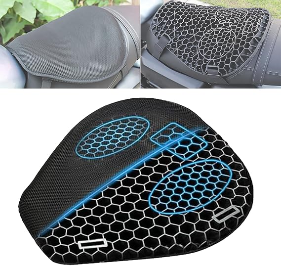 Motorcycle Gel Seat Cushion for Yamaha Xmax X MAX 125 250 300 400 XMAX300, 3D Honeycomb Design, Shock-Absorbing Pressure Relief Seat Pad, Breathable Non-Slip Cushion for Long Rides