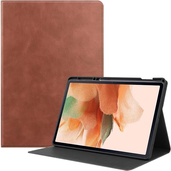 Tablet Cover for Samsung Galaxy Tab S7 FE 2021 SM-T730 T736,Folio Stand Lightweight Leather Case for Samsung Galaxy Tab S7 Plus 12.4" S7+ 2020 SM-T970 T975 T976 T978 (NP-Brown)