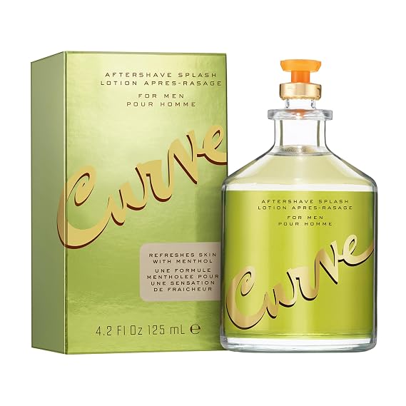 Curve for Men Aftershave Splash Lotion, 4.2 fl oz | Men's aftershave with fresh green notes and a spicy woody cologne scent. Refreshes skin with menthol.
