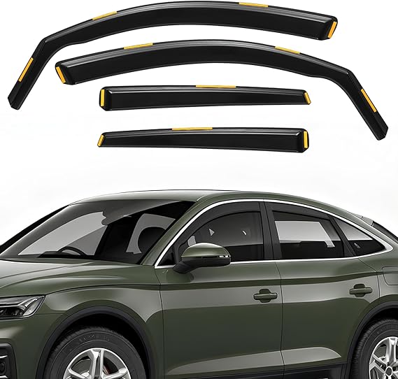Wind Deflectors, Rain Guards Window Visor Left & Right Brown Compatible with Audi Q5 mk1 2008-2016 5 Door SUV Rain Shield Shade Replacement