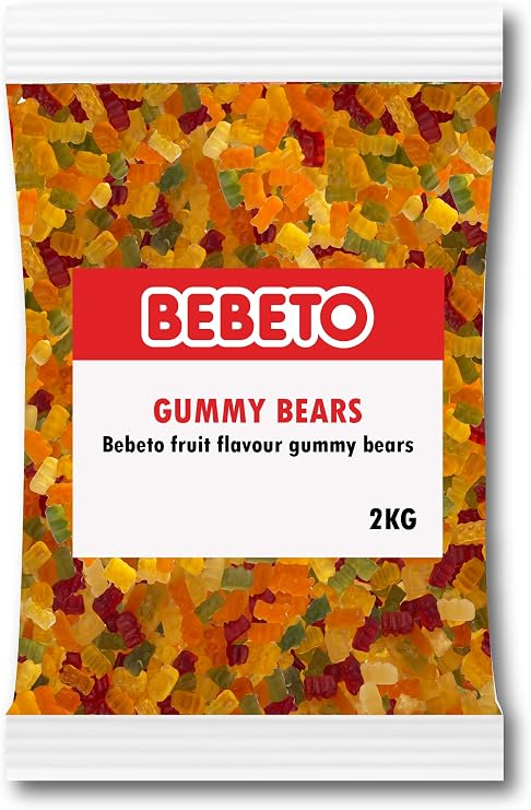 Bebeto Teddy Bears | 2kg Bulk Tub | Chewy Fruit Flavoured Gummy Sweets | Halal & Fun Bear Shaped Candy