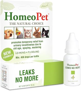 HomeoPet Leaks No More, Safe, Gentle, and Natural Supplement for Cat and Dog Urinary Incontinence Relief, 15 Milliliters