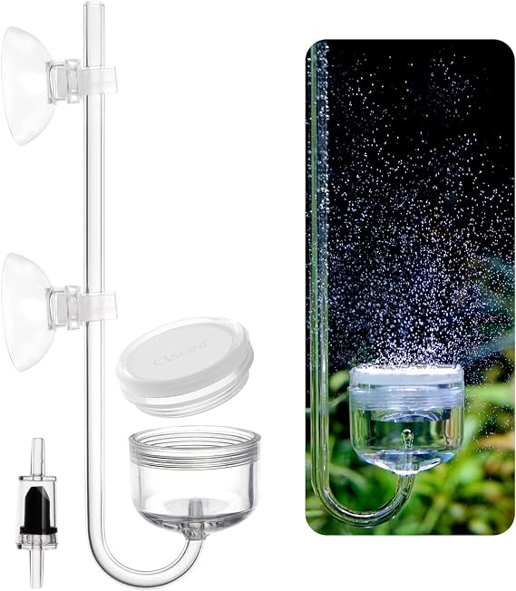 Acrylic CO2 Diffuser with Integrated Bubble Counter for Aquarium Plants (L)