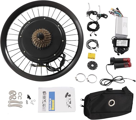20/26/27.5/29 Inch Ebike Conversion Kit 48/72V 0.75/1/2KW Rear Wheel E Bike Motor Conversion Hub Electric Bicycle Wheel, 9 Speed Rear Wheel Motor Kit with Controller, LCD Display, PAS (No Batteries)